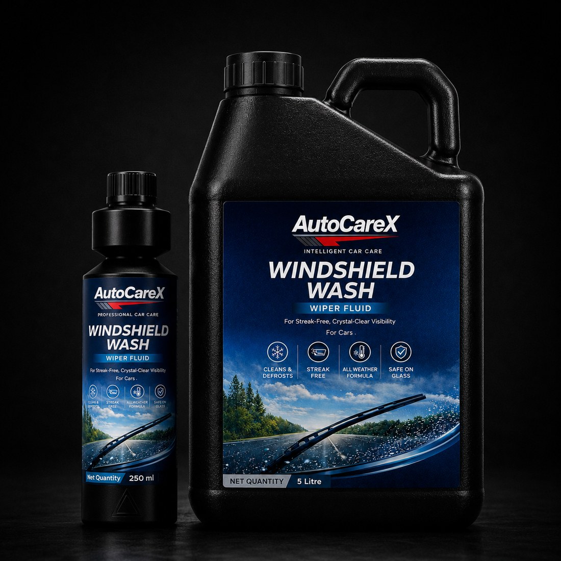 AutoCareX Windshield Wash Wiper Fluid Refill Pack (250 ml + 5 L)